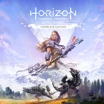 Copertina di Horizon Zero Dawn Complete Edition con Aloy, macchine e paesaggi montuosi.