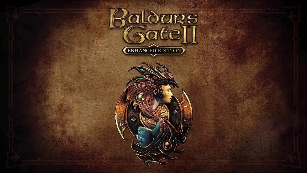 Copertina di Baldur's Gate II Enhanced Edition, gioco di ruolo classico con grafica migliorata, disponibile gratuitamente nel 2024.