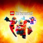 Personaggi LEGO da The Incredibles, tra cui Mr. Incredible, Elastigirl, Jack-Jack, Violet e Dash, pronti all'azione con sfondo infuocato, disponibile su PC, Xbox e Nintendo Switch con sconti su Instant Gaming.
