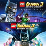 Immagine promozionale di LEGO Batman 3: Beyond Gotham Premium Edition con Batman e Lanterna Verde in versione LEGO pronti per una missione nello spazio.
