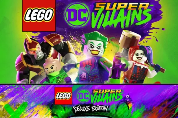 mmagine promozionale di Lego DC Super Villains Deluxe Edition per PC e Xbox in offerta con Joker, Harley Quinn, e altri personaggi