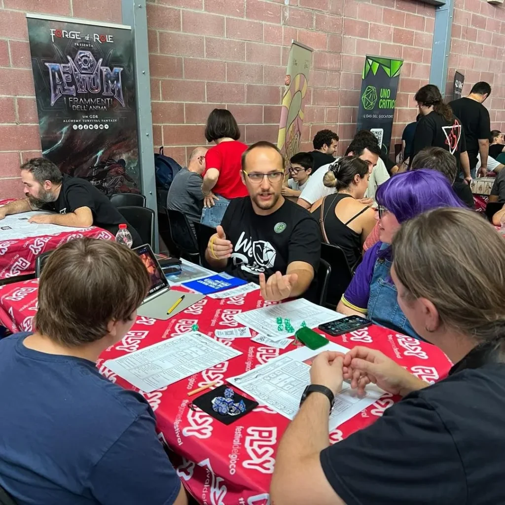 Sessione gioco di ruolo fiera Modena Nerd GDR tavolo giocatori
