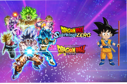 Dragon Ball Sparking Zero e Dragon Ball Daima - Personaggi principali e loghi.