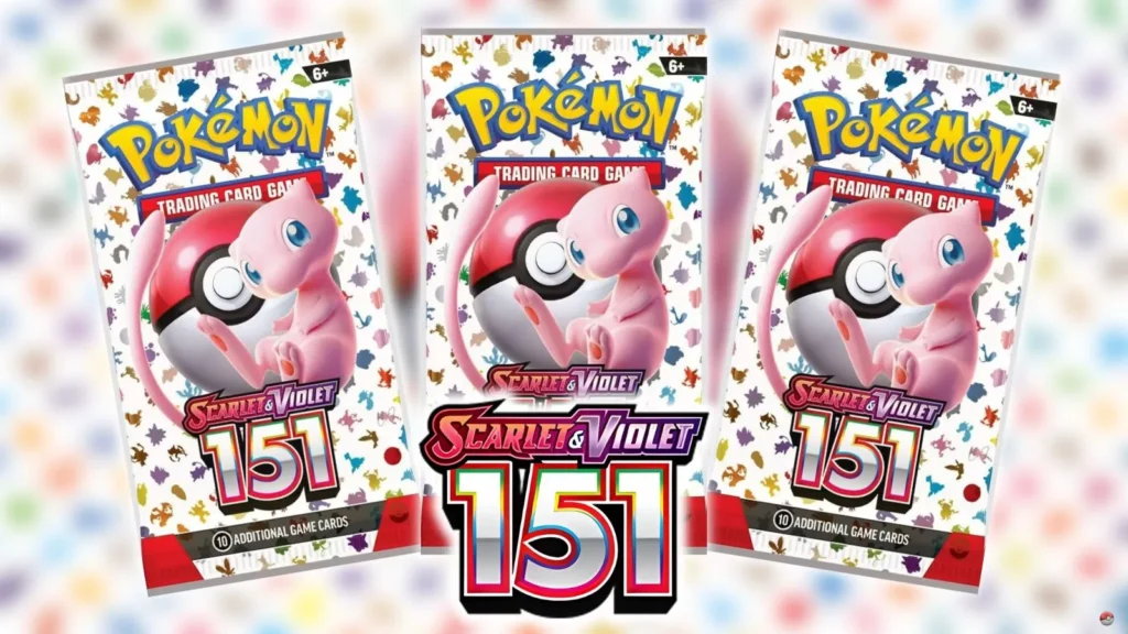 Pacchetto dell'espansione Pokémon Scarlet & Violet 151 con Mew in evidenza.
