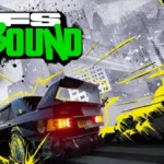 Immagine promozionale di Need for Speed Unbound, con un'auto che sfreccia tra effetti grafici vivaci in stile street-art.