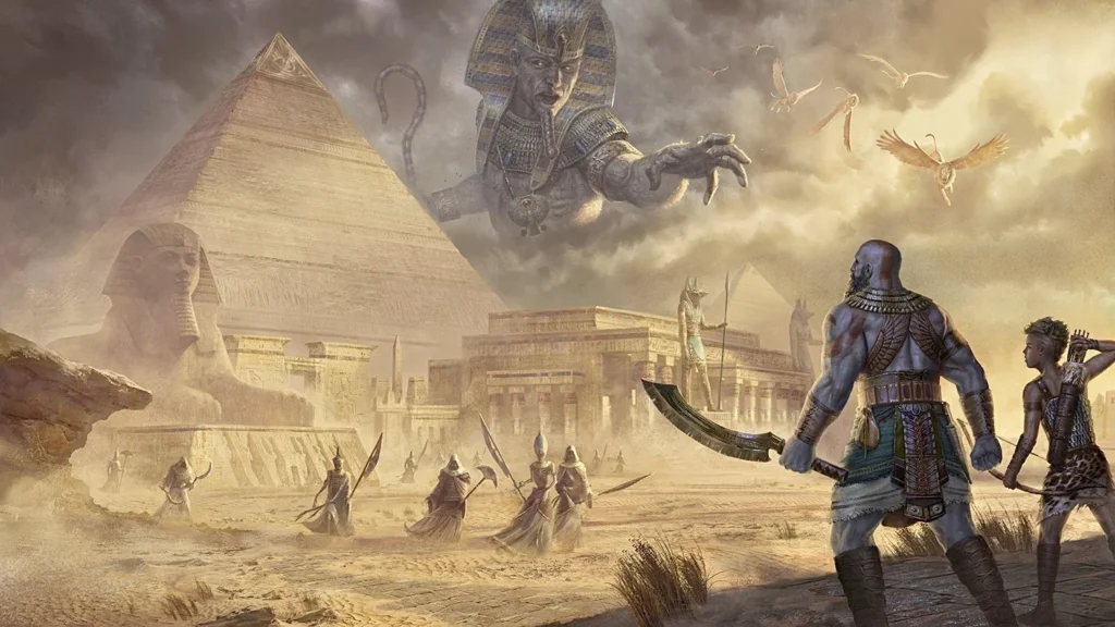 Concept art di God of War ambientato in Egitto.