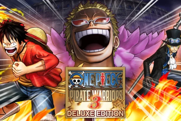 Personaggi di One Piece: Luffy, Sabo e Doflamingo in azione nella Deluxe Edition di Pirate Warriors 3.