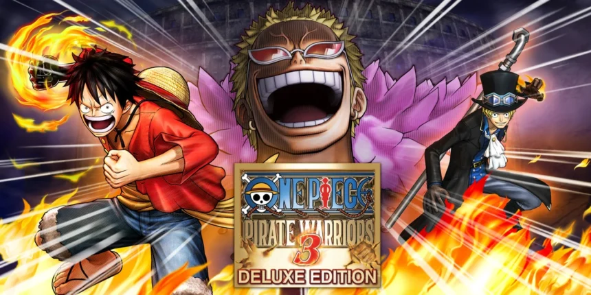 Personaggi di One Piece: Luffy, Sabo e Doflamingo in azione nella Deluxe Edition di Pirate Warriors 3.