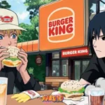 Naruto, Sasuke, Burger King, hamburger, tavolo, insegna.