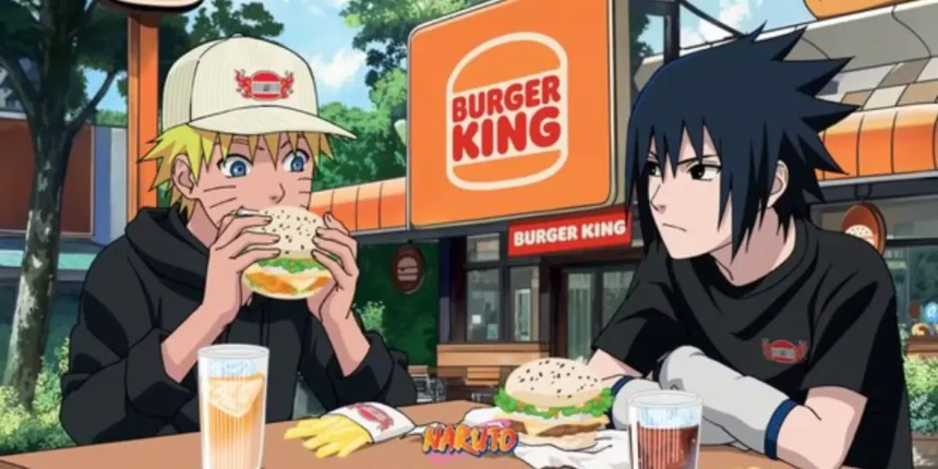 Naruto, Sasuke, Burger King, hamburger, tavolo, insegna.